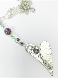 DevaArt Studio: hammered sterling silver alkemè heart necklace, Swarovski crystals.