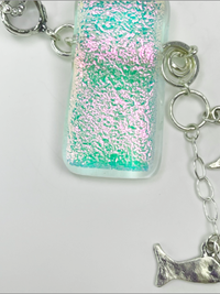 DevaArt Studio Artisan Handmade Jewelry: ocean inspired, sterling, fused glass fish charm necklace.