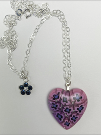 DevaArt Studio: fused glass handmade heart necklace, Swarovski crystals.