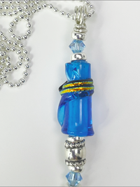DevaArt Studio: Ocean Inspired necklace, glass bead, sterling silver sea horse charm.