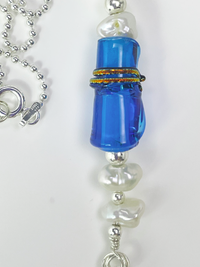 DevaArt Studio: Tide: Ocean Inspired handmade necklace, sea glass, blue glass bead, sterling silver beads.