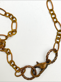 Copper SeaGlass Necklace: artisan handmade genuine sea glass, dark ocean green seaglass, raw copper oval chain necklace.