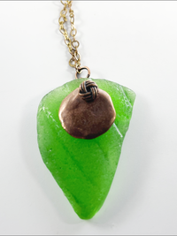 DevaArt Studio: Handmade copper, seaglass necklace, raw copper chain.