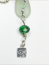 DevaArt Studio: Ocean Inspired genuine sea glass necklace, green Swarovski crystal, sterling silver beads. 