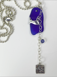 DevaArt Studio: Ocean Inspired necklace; sea glass, Swarovski crystal, sterling silver.