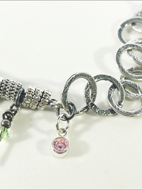 DevaArt Studio: eclectic handmade bracelet: sterling, antique silver, vintage beads, silver charms, Swarovski crystals.