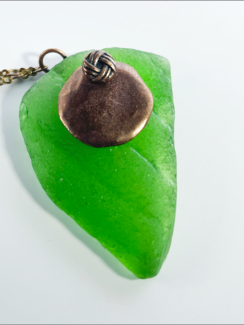 DevaArt Studio: Handmade copper, seaglass necklace, raw copper chain.