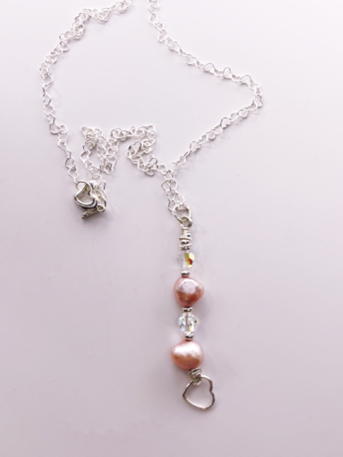DevaArt Studio: Crystal Essence Necklace, sterling silver beads, silver charms, freshwater pearls.
