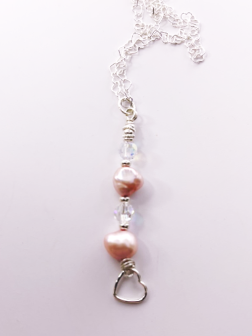 DevaArt Studio: Crystal Essence Necklace, sterling silver beads, silver charms, freshwater pearls.