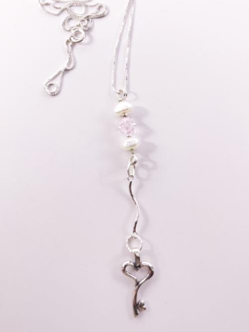 DevaArt Studio: Crystal Essence necklace, crystal stones, sterling beads, sterling heart charms.