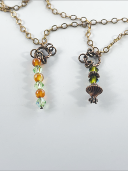 Copper SeaGlass Necklace: artisan handmade genuine sea glass necklace, raw copper chain.