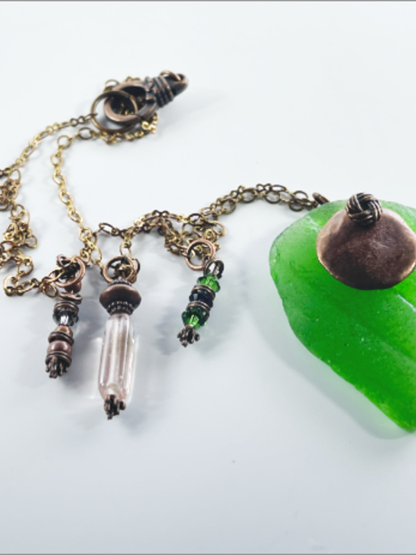 DevaArt Studio: Handmade copper, seaglass necklace, raw copper chain.