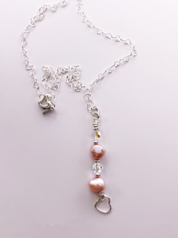 DevaArt Studio: Crystal Essence Necklace, sterling silver beads, silver charms, freshwater pearls.